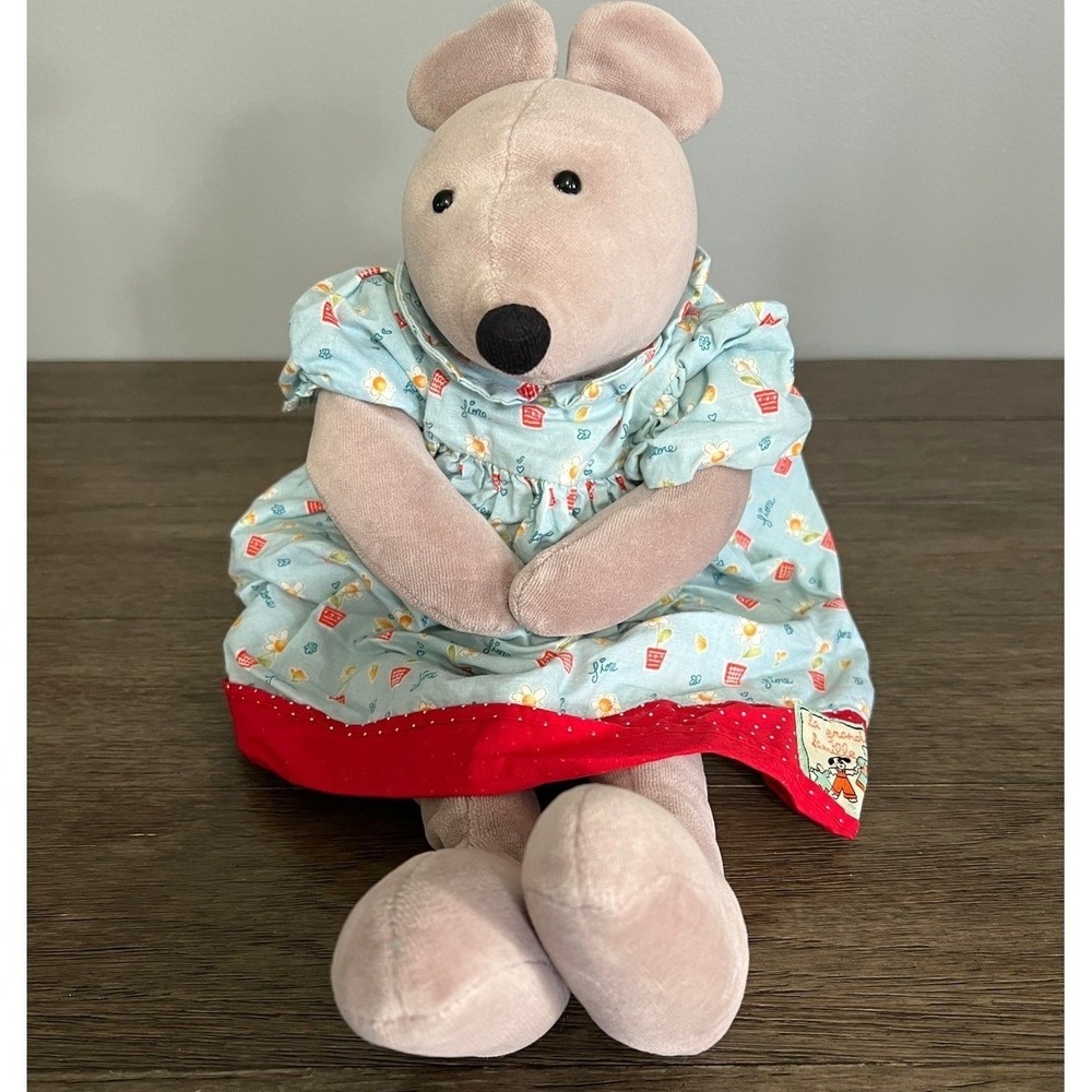 Moulin Roty La Grande Famille Nini the Mouse Plush Stuffed Animal Floral Dress